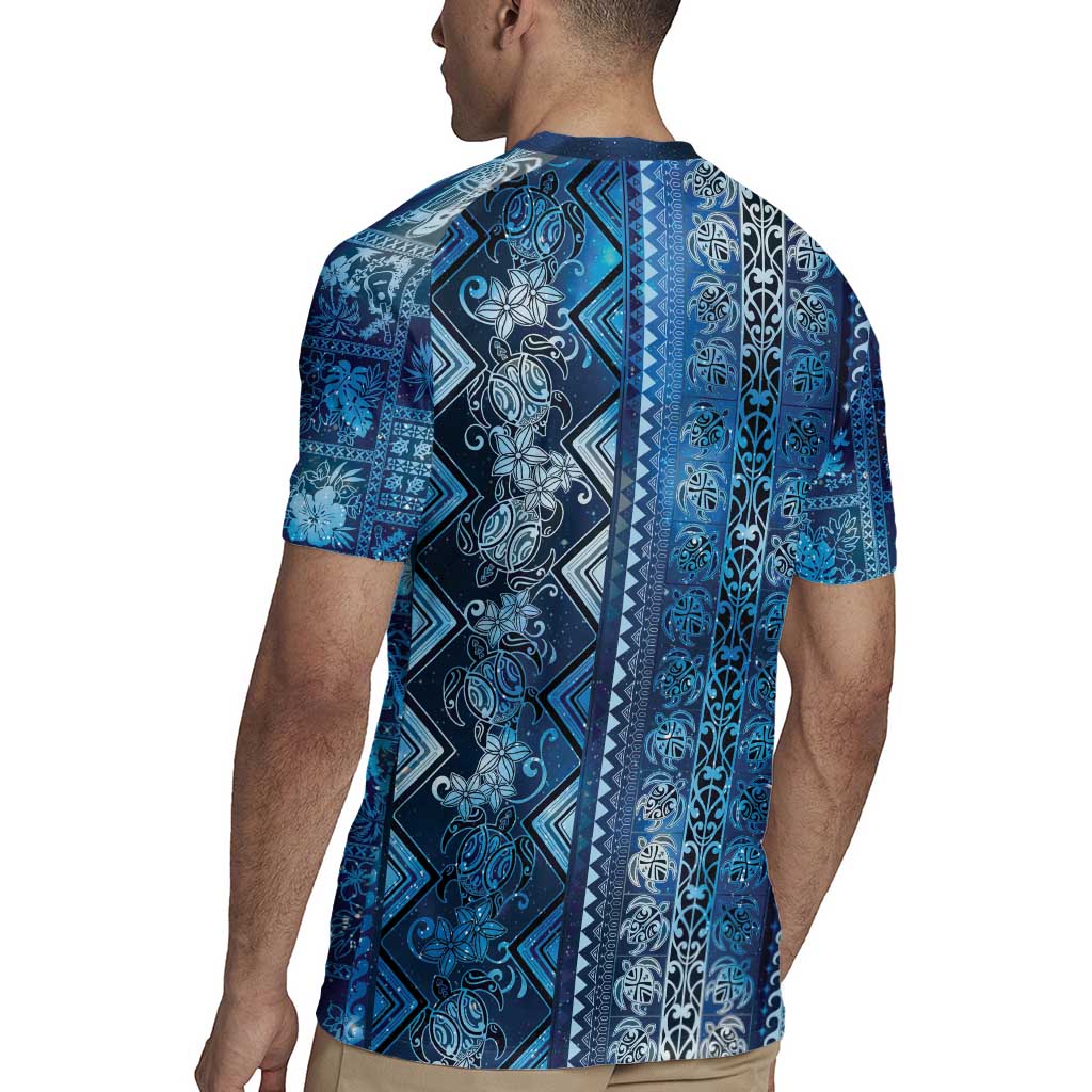 Hawaii Makahiki Turtle Rugby Jersey Galaxy Tapa Pattern LT05 - Polynesian Pride