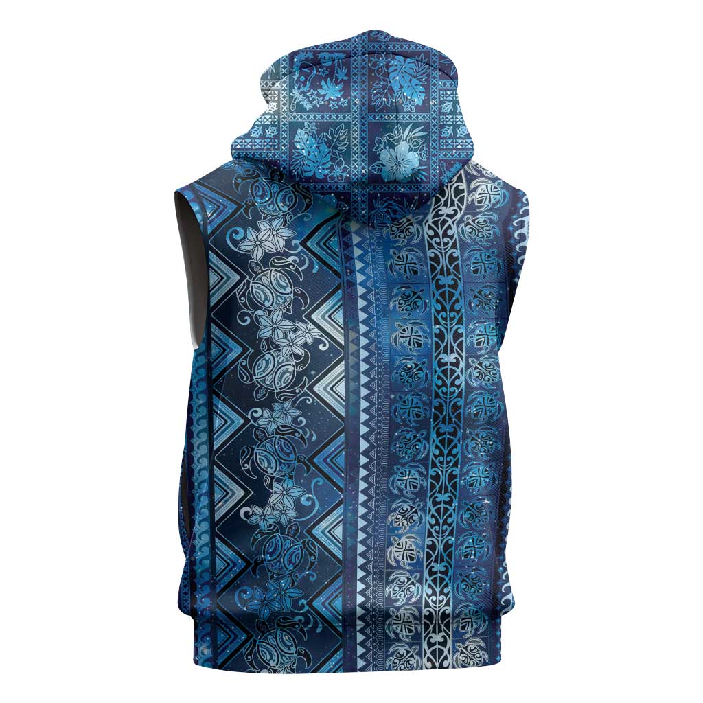 Hawaii Makahiki Turtle Sleeveless Hoodie Galaxy Tapa Pattern LT05 - Polynesian Pride