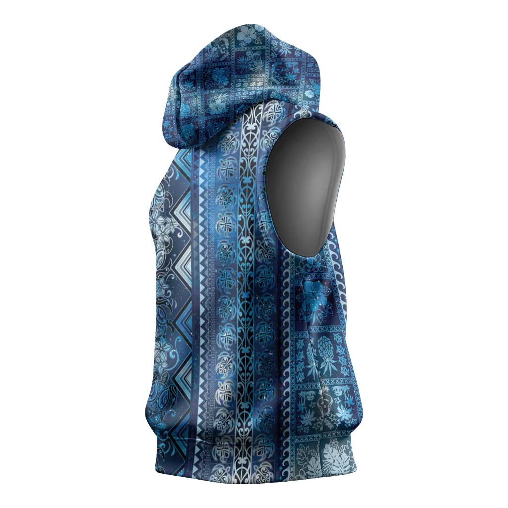Hawaii Makahiki Turtle Sleeveless Hoodie Galaxy Tapa Pattern LT05 - Polynesian Pride