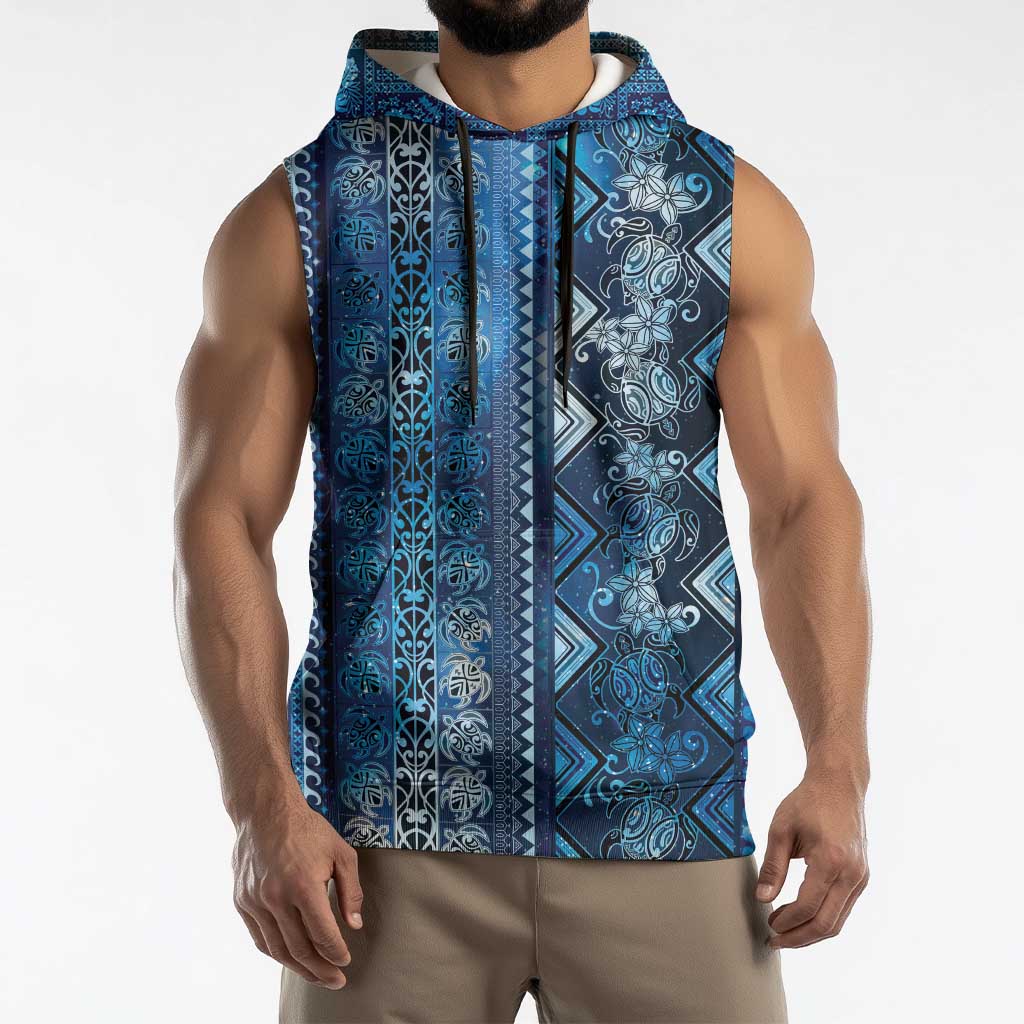 Hawaii Makahiki Turtle Sleeveless Hoodie Galaxy Tapa Pattern LT05 - Polynesian Pride