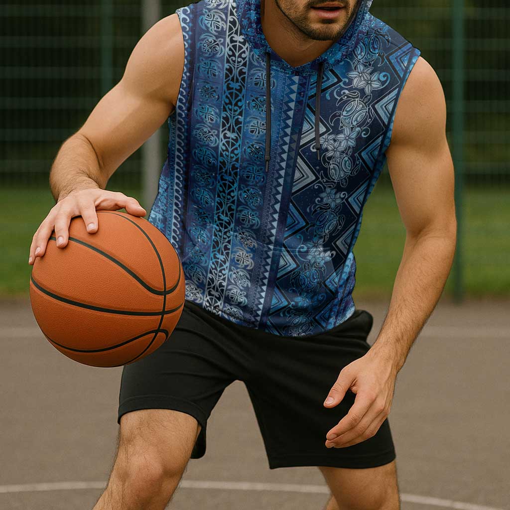 Hawaii Makahiki Turtle Sleeveless Hoodie Galaxy Tapa Pattern LT05 - Polynesian Pride