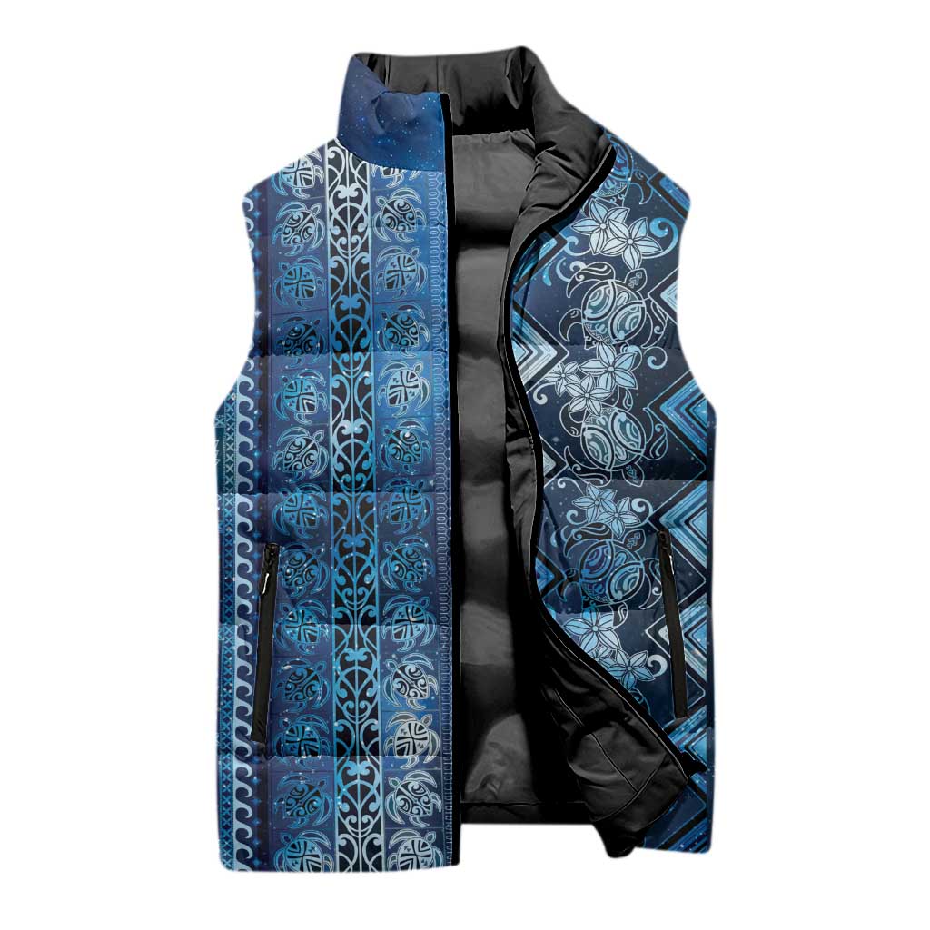 Hawaii Makahiki Turtle Sleeveless Puffer Jacket Galaxy Tapa Pattern LT05 - Polynesian Pride