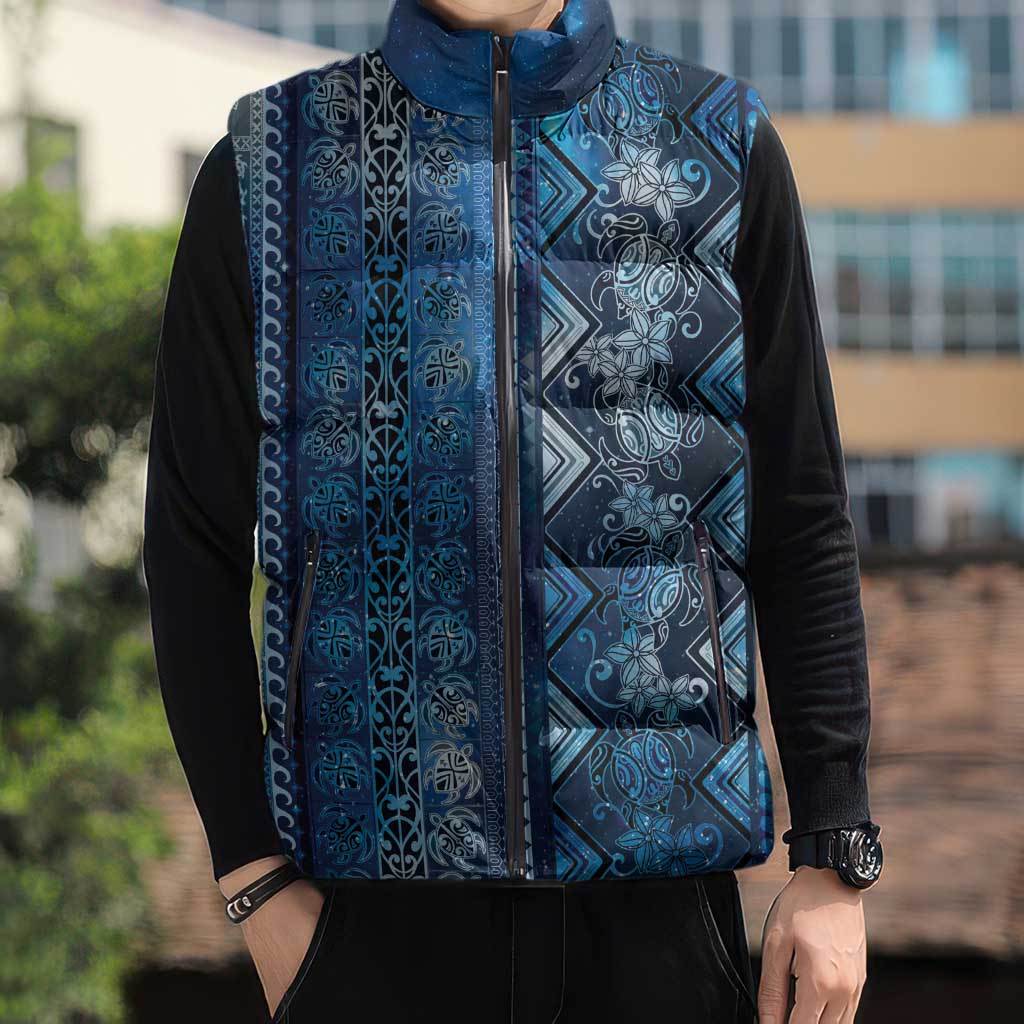 Hawaii Makahiki Turtle Sleeveless Puffer Jacket Galaxy Tapa Pattern LT05 - Polynesian Pride