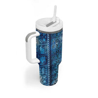 Hawaii Makahiki Turtle Tumbler With Handle Galaxy Tapa Pattern LT05 - Polynesian Pride
