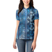 Hawaii Makahiki Turtle Women Polo Shirt Galaxy Tapa Pattern LT05 - Polynesian Pride