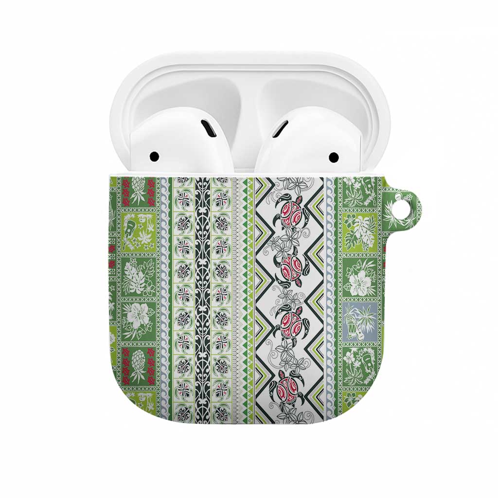 Hawaii Makahiki Turtle AirPods Case Green Tapa Pattern LT05 Green - Polynesian Pride