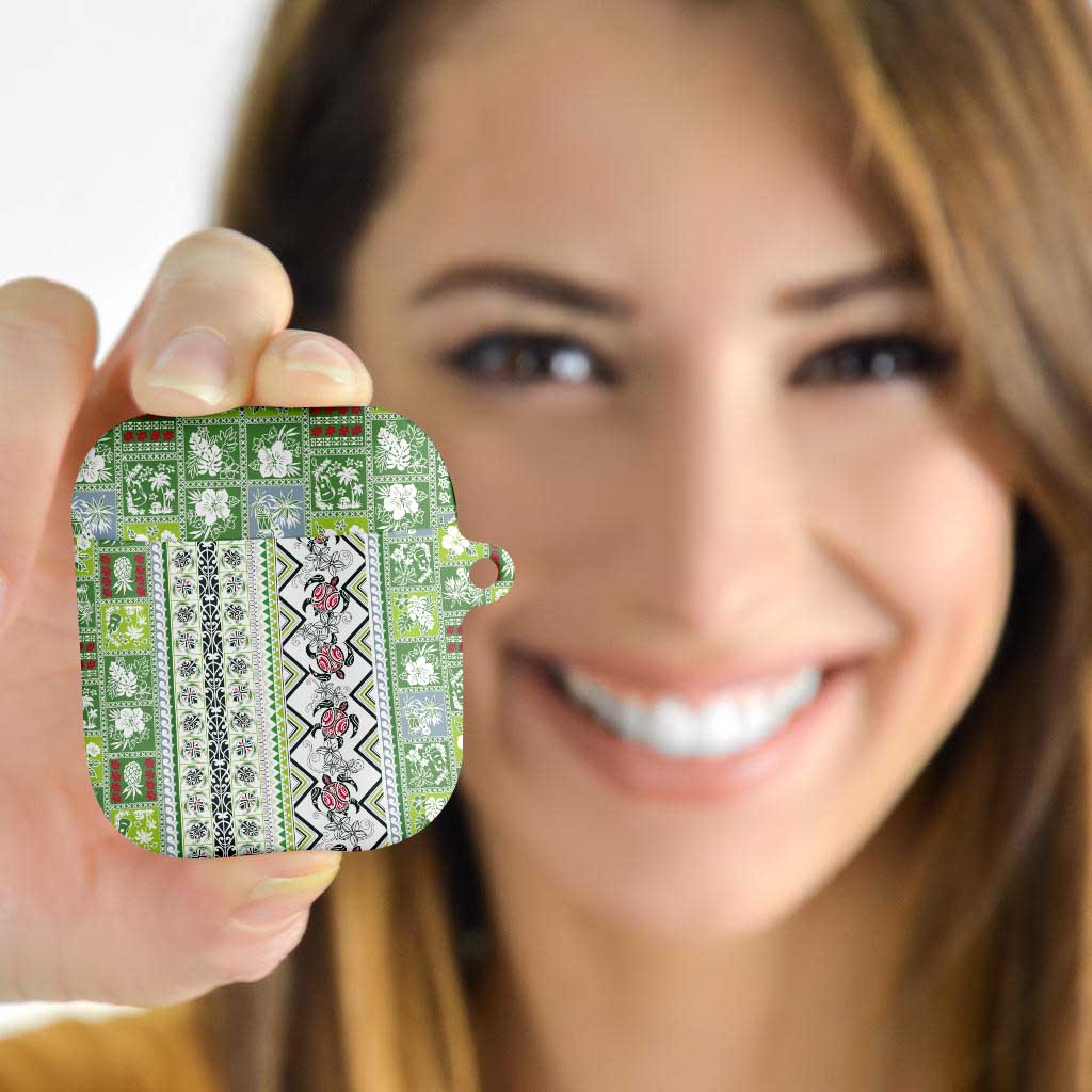 Hawaii Makahiki Turtle AirPods Case Green Tapa Pattern LT05 - Polynesian Pride