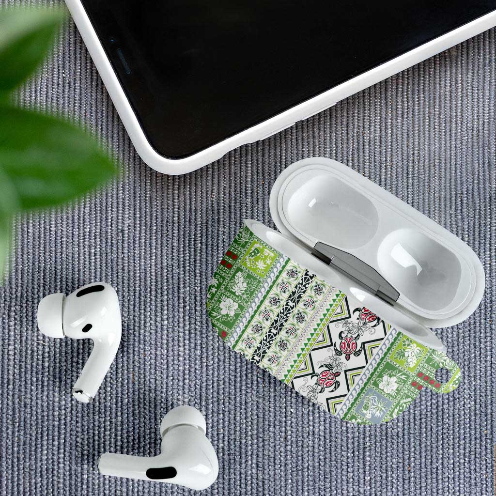 Hawaii Makahiki Turtle AirPods Case Green Tapa Pattern LT05 - Polynesian Pride