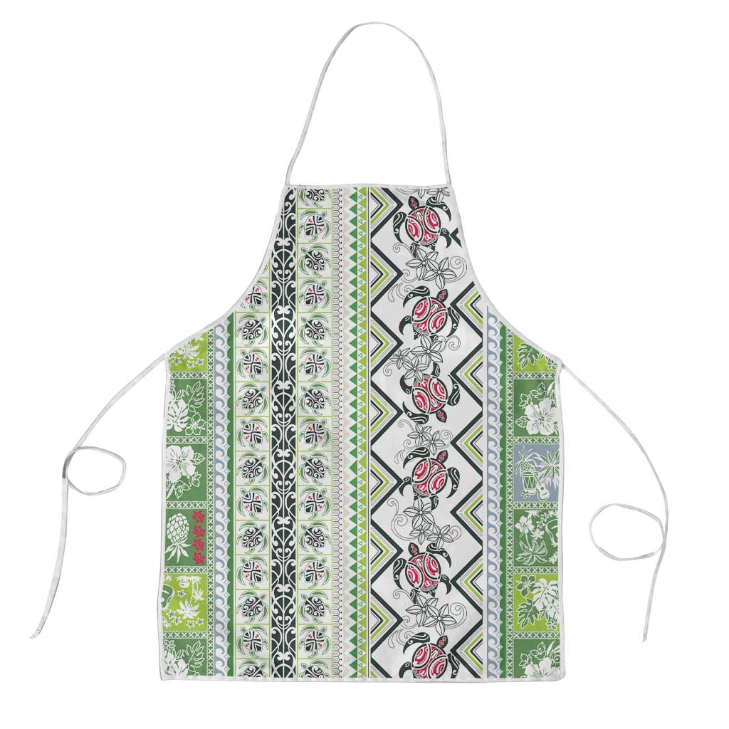 Hawaii Makahiki Turtle Apron Green Tapa Pattern LT05 Green - Polynesian Pride