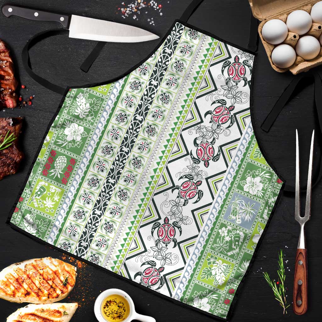 Hawaii Makahiki Turtle Apron Green Tapa Pattern LT05 Green - Polynesian Pride