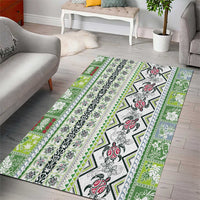 Hawaii Makahiki Turtle Area Rug Green Tapa Pattern LT05 - Polynesian Pride