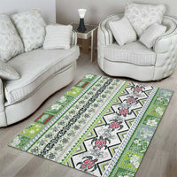 Hawaii Makahiki Turtle Area Rug Green Tapa Pattern LT05 - Polynesian Pride