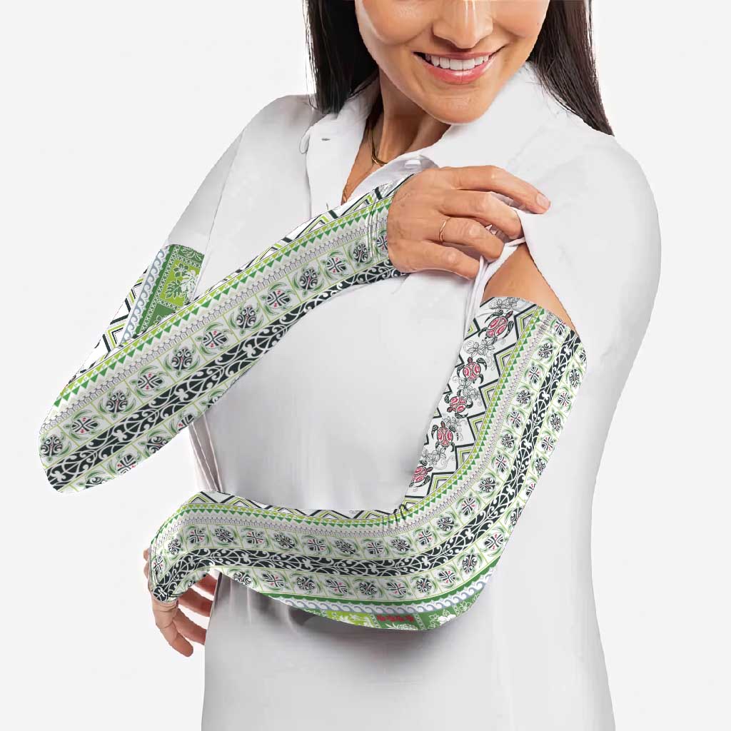 Hawaii Makahiki Turtle Arm Sleeves Green Tapa Pattern LT05 - Polynesian Pride