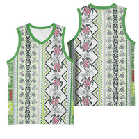 Hawaii Makahiki Turtle Basketball Jersey Green Tapa Pattern LT05 - Polynesian Pride