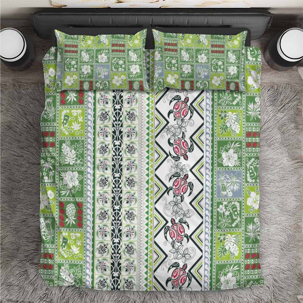 Hawaii Makahiki Turtle Bedding Set Green Tapa Pattern LT05 Green - Polynesian Pride