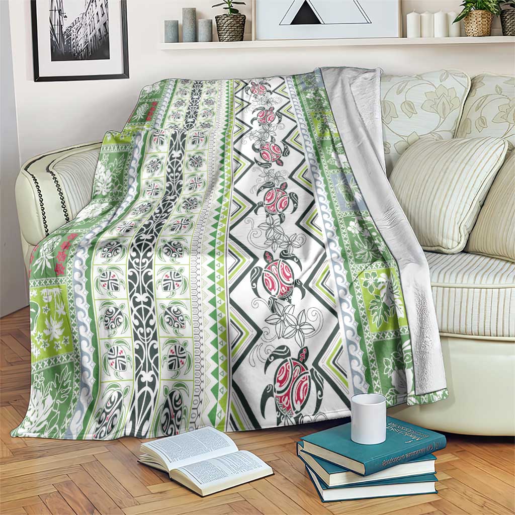 Hawaii Makahiki Turtle Blanket Green Tapa Pattern LT05 Green - Polynesian Pride