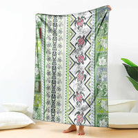 Hawaii Makahiki Turtle Blanket Green Tapa Pattern LT05 - Polynesian Pride