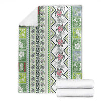 Hawaii Makahiki Turtle Blanket Green Tapa Pattern LT05 - Polynesian Pride