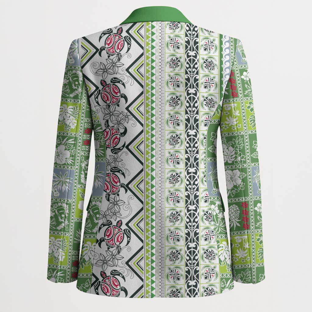 Hawaii Makahiki Turtle Blazer Green Tapa Pattern LT05 - Polynesian Pride