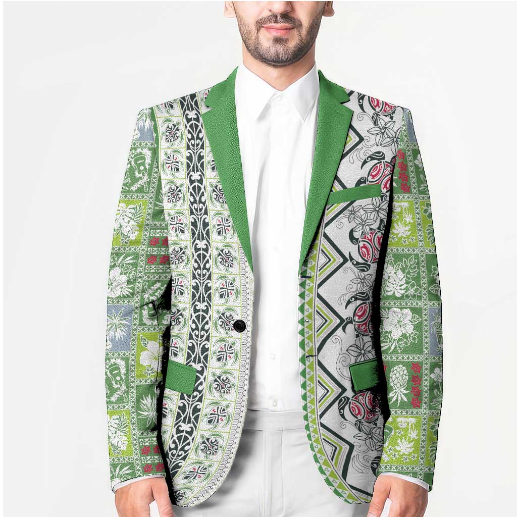 Hawaii Makahiki Turtle Blazer Green Tapa Pattern LT05 - Polynesian Pride