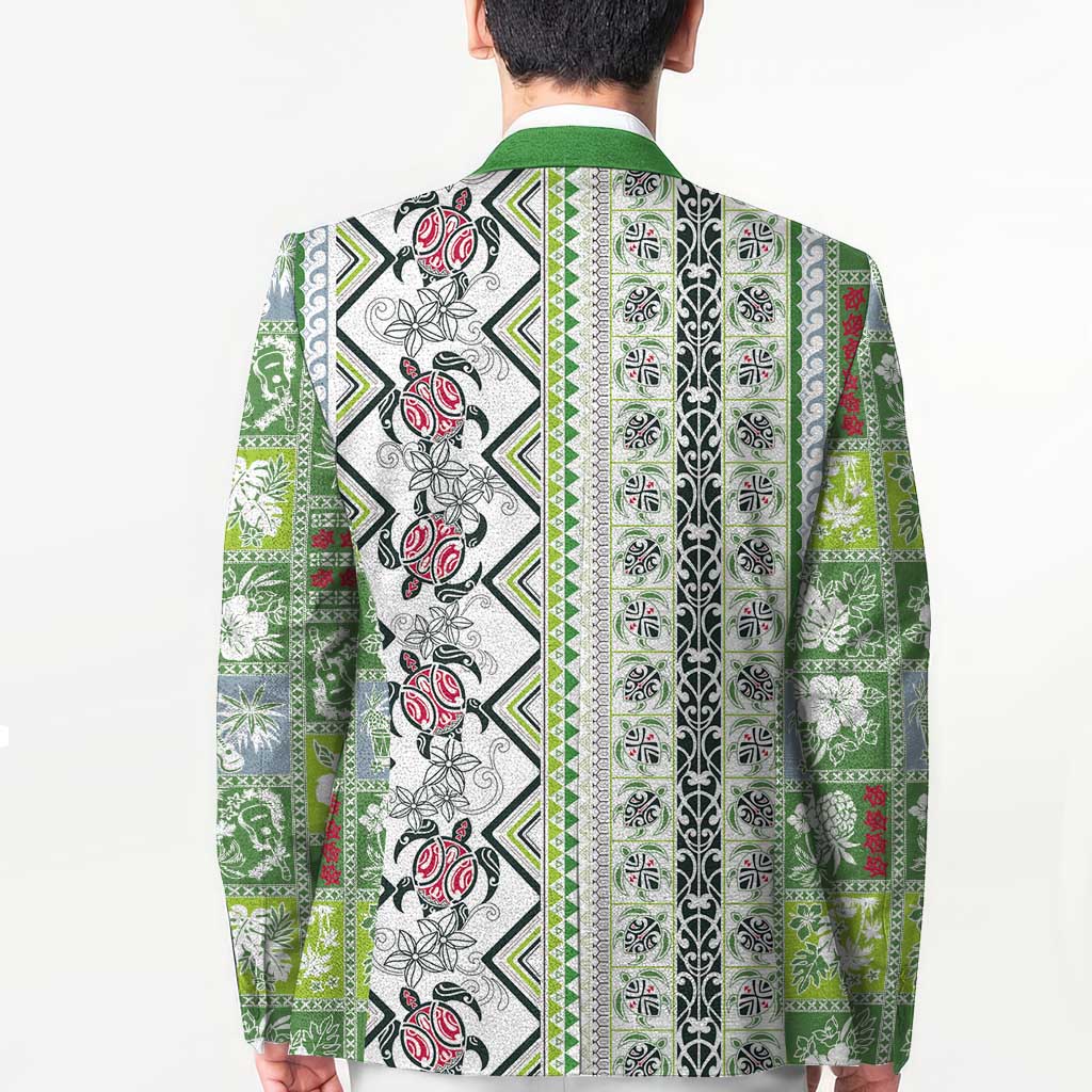 Hawaii Makahiki Turtle Blazer Green Tapa Pattern LT05 - Polynesian Pride