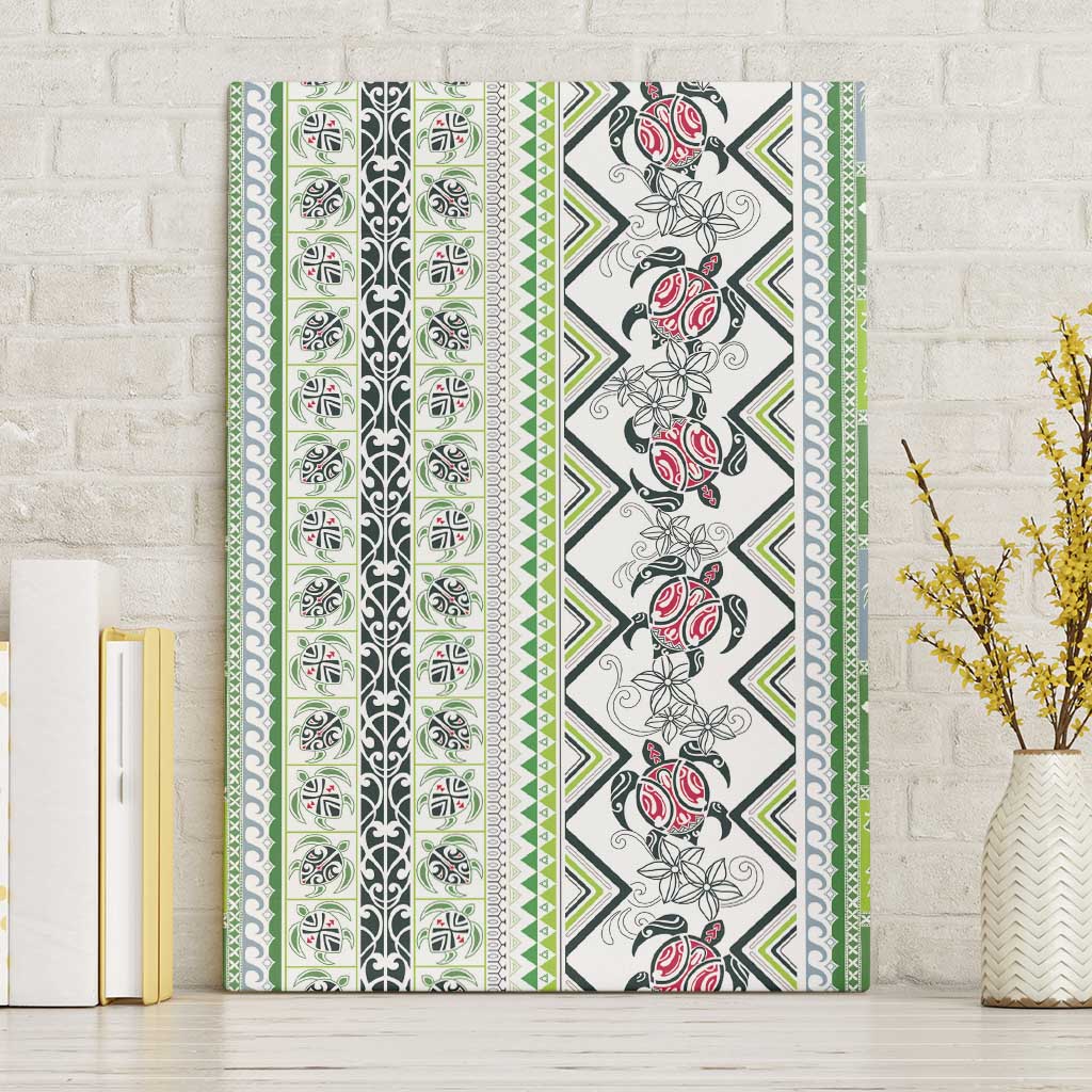 Hawaii Makahiki Turtle Canvas Wall Art Green Tapa Pattern LT05 Without Frame Green - Polynesian Pride