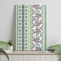Hawaii Makahiki Turtle Canvas Wall Art Green Tapa Pattern LT05 - Polynesian Pride