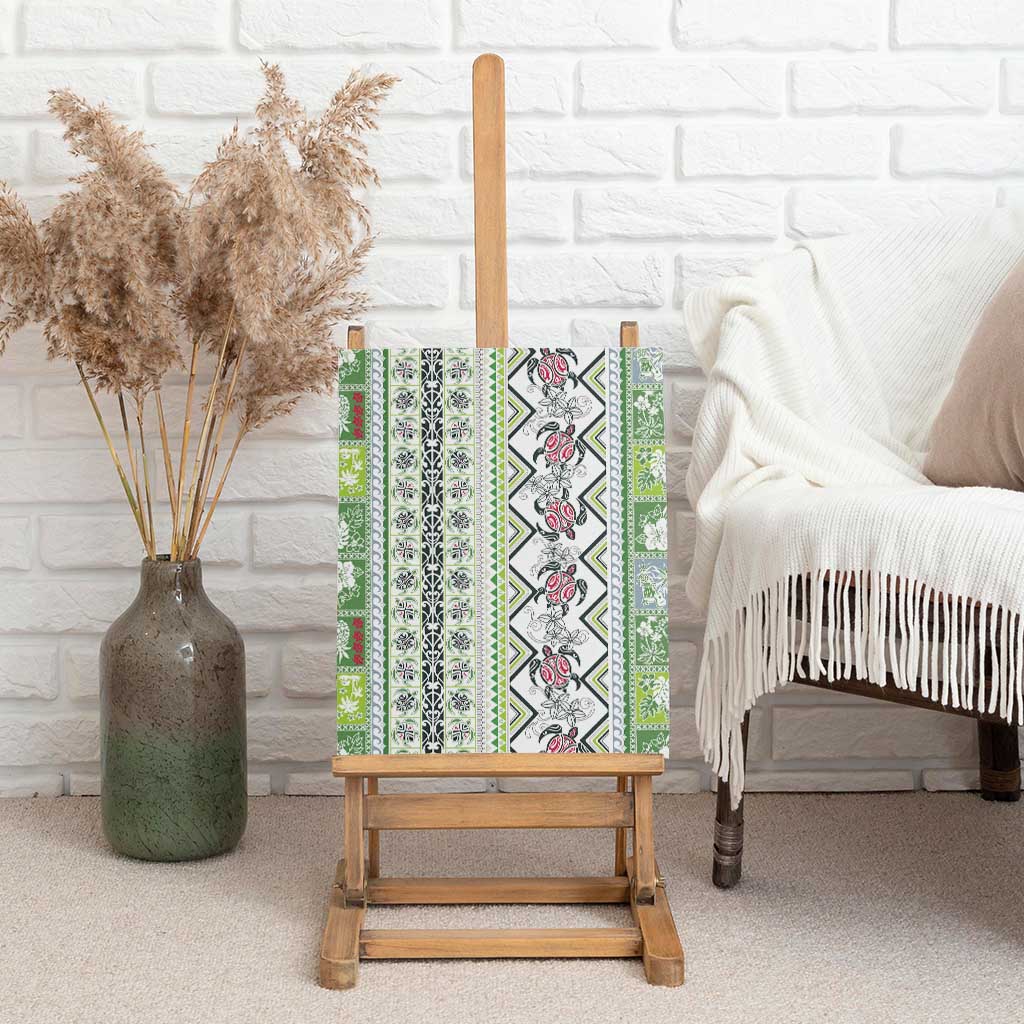 Hawaii Makahiki Turtle Canvas Wall Art Green Tapa Pattern LT05 - Polynesian Pride