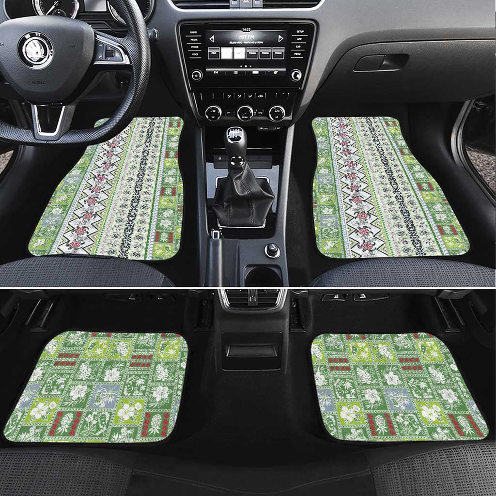 Hawaii Makahiki Turtle Car Mats Green Tapa Pattern LT05 Set 4pcs Green - Polynesian Pride