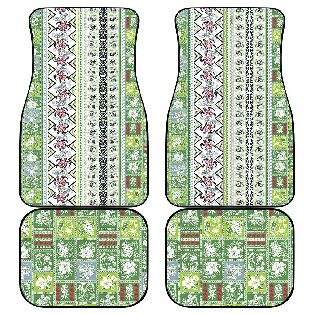 Hawaii Makahiki Turtle Car Mats Green Tapa Pattern LT05 - Polynesian Pride
