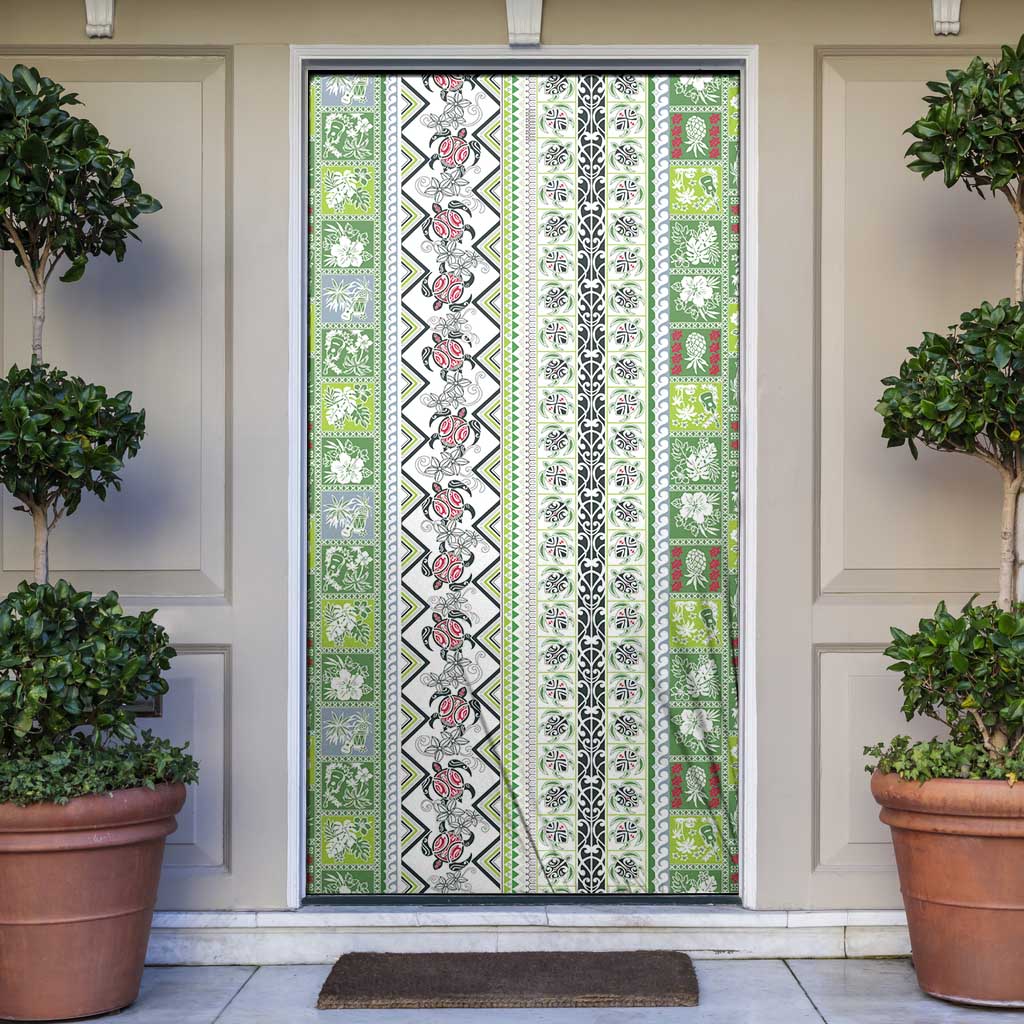 Hawaii Makahiki Turtle Door Cover Green Tapa Pattern LT05 Green - Polynesian Pride