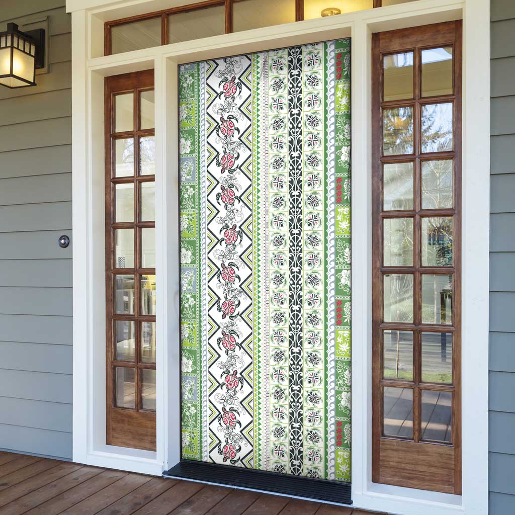 Hawaii Makahiki Turtle Door Cover Green Tapa Pattern LT05 - Polynesian Pride