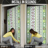 Hawaii Makahiki Turtle Door Cover Green Tapa Pattern LT05 - Polynesian Pride