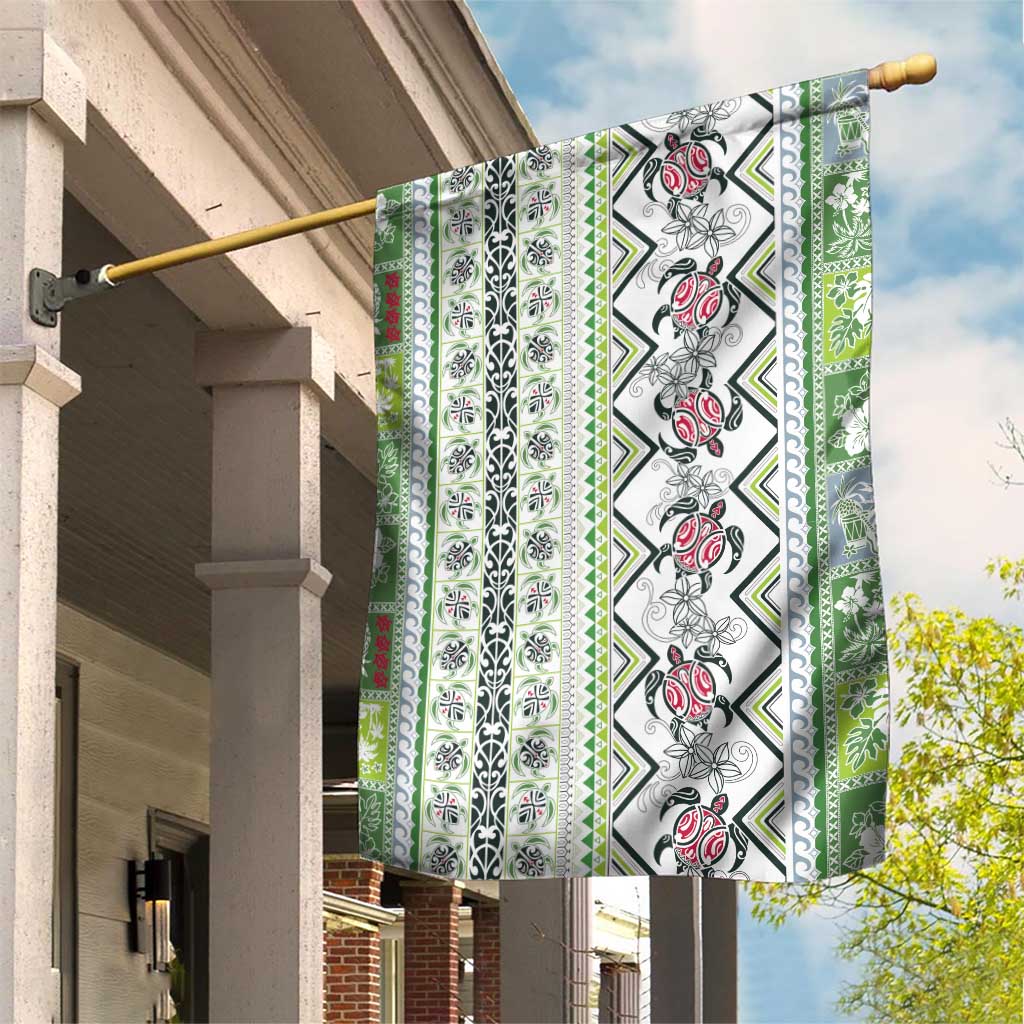 Hawaii Makahiki Turtle Garden Flag Green Tapa Pattern LT05 House Flag Green - Polynesian Pride
