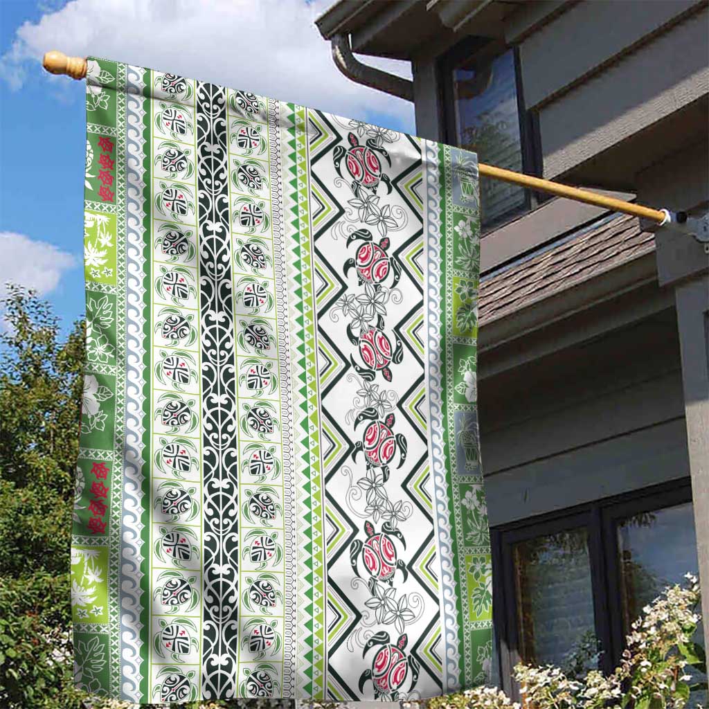 Hawaii Makahiki Turtle Garden Flag Green Tapa Pattern LT05 - Polynesian Pride