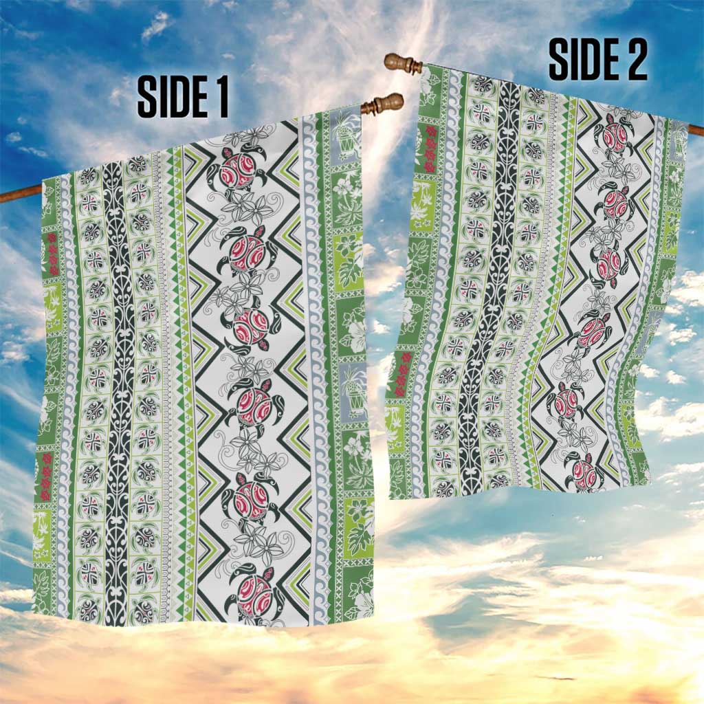 Hawaii Makahiki Turtle Garden Flag Green Tapa Pattern LT05 - Polynesian Pride
