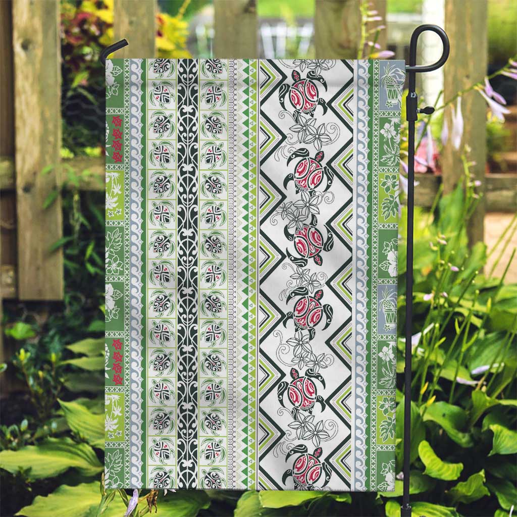 Hawaii Makahiki Turtle Garden Flag Green Tapa Pattern LT05 Garden Flag Green - Polynesian Pride