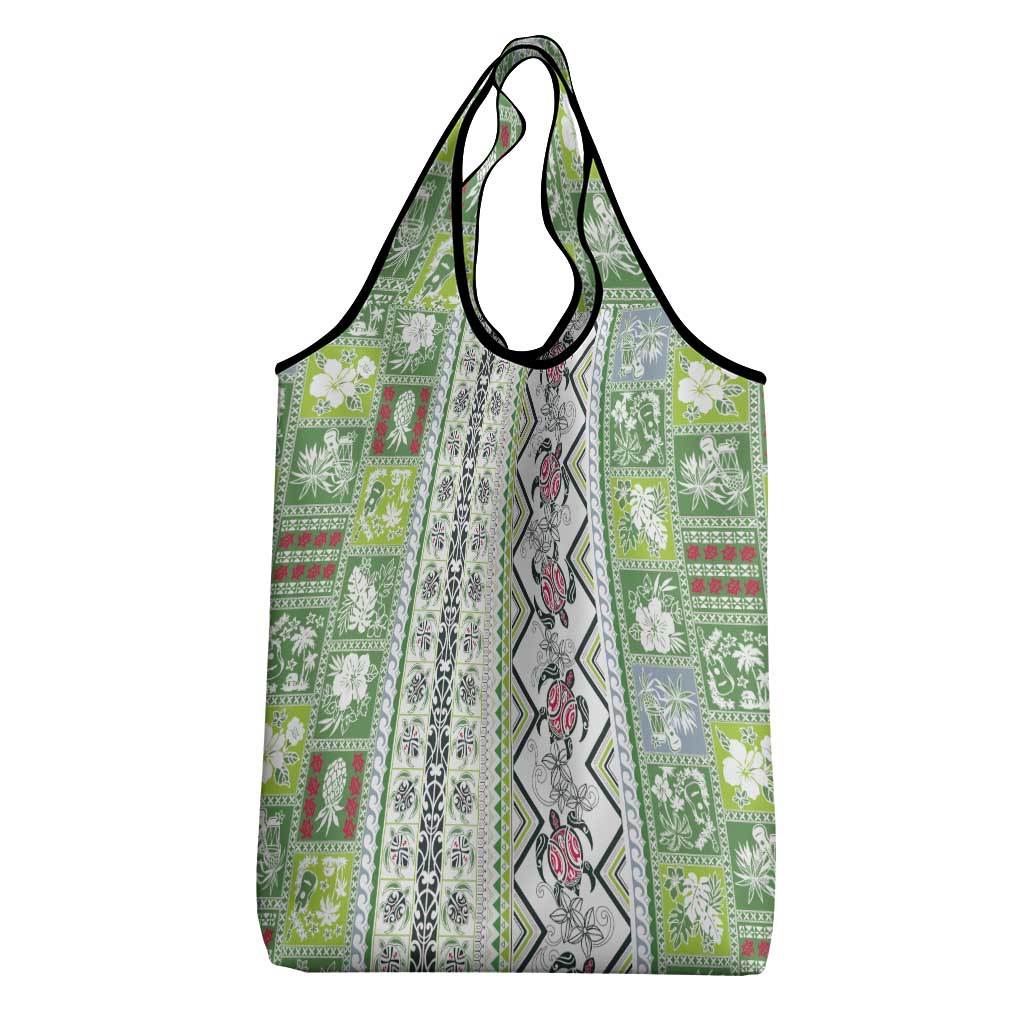 Hawaii Makahiki Turtle Grocery Bag Green Tapa Pattern LT05 - Polynesian Pride