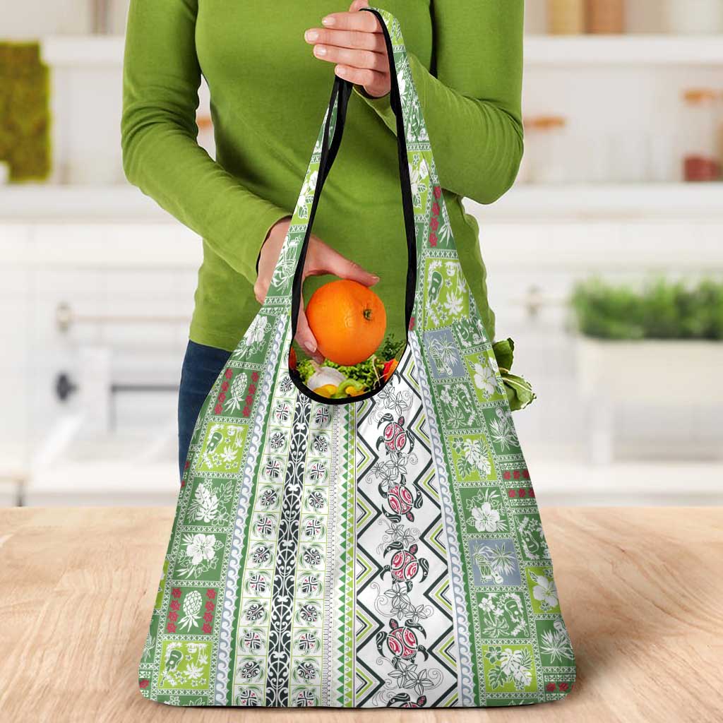Hawaii Makahiki Turtle Grocery Bag Green Tapa Pattern LT05 - Polynesian Pride