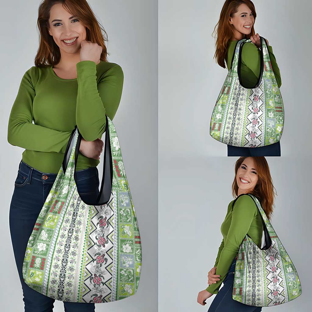 Hawaii Makahiki Turtle Grocery Bag Green Tapa Pattern LT05 - Polynesian Pride