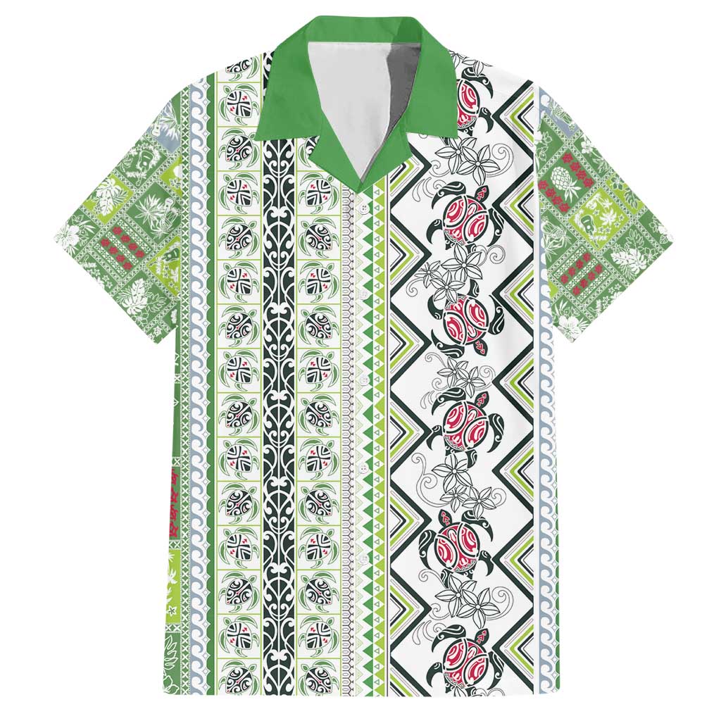 Hawaii Makahiki Turtle Hawaiian Shirt Green Tapa Pattern LT05 Green - Polynesian Pride