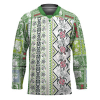 Hawaii Makahiki Turtle Hockey Jersey Green Tapa Pattern LT05 Unisex Green - Polynesian Pride