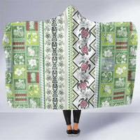 Hawaii Makahiki Turtle Hooded Blanket Green Tapa Pattern LT05 One Size Green - Polynesian Pride