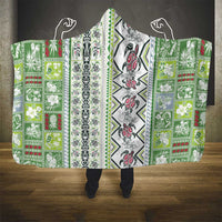 Hawaii Makahiki Turtle Hooded Blanket Green Tapa Pattern LT05 - Polynesian Pride