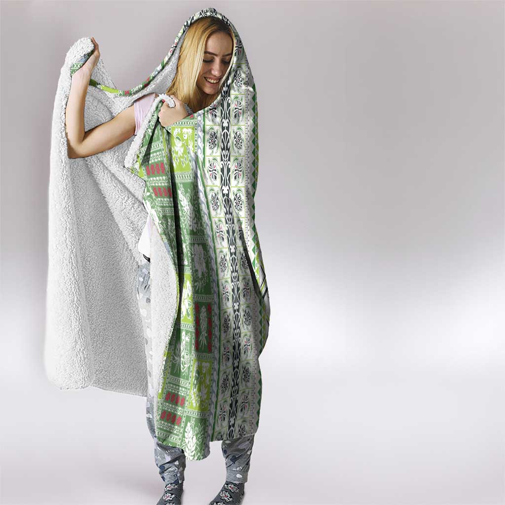 Hawaii Makahiki Turtle Hooded Blanket Green Tapa Pattern LT05 - Polynesian Pride