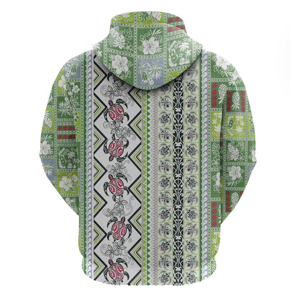 Hawaii Makahiki Turtle Hoodie Green Tapa Pattern LT05 - Polynesian Pride