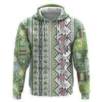 Hawaii Makahiki Turtle Hoodie Green Tapa Pattern LT05 Zip Hoodie Green - Polynesian Pride