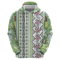 Hawaii Makahiki Turtle Hoodie Green Tapa Pattern LT05 - Polynesian Pride