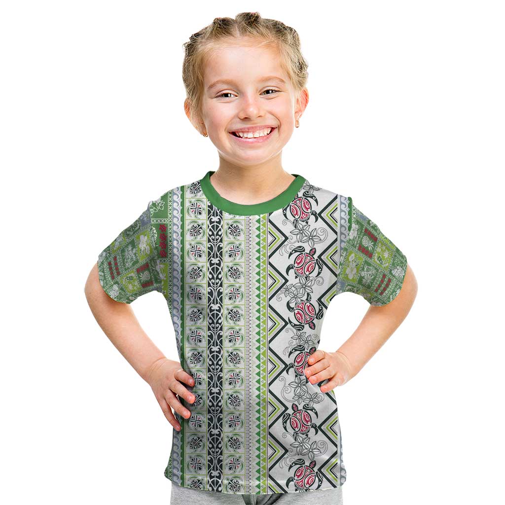 Hawaii Makahiki Turtle Kid T Shirt Green Tapa Pattern LT05 Green - Polynesian Pride