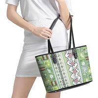 Hawaii Makahiki Turtle Leather Tote Bag Green Tapa Pattern LT05 - Polynesian Pride
